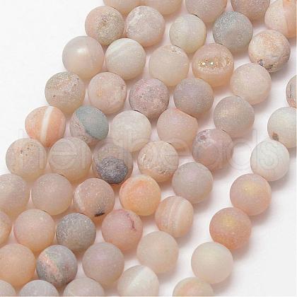 Electroplated Natural Agate Bead Strands G-K168-6mm-L1-04-1