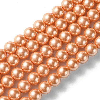 Eco-Friendly Dyed  Glass Pearl Round Beads Strands HY-A002-8mm-RB057-1