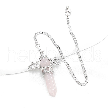 Natural Rose Quartz Dowsing Pendulum Big Pendants PW-WG53910-05-1