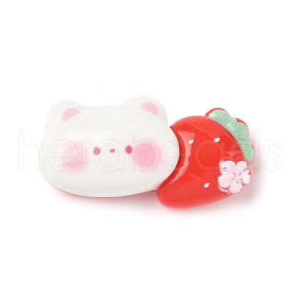 Strawberry Bear Theme Opaque Resin Cabochons CRES-D301-01D-1