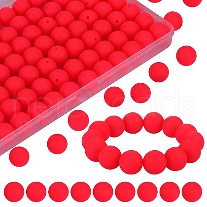 80Pcs Round Silicone Focal Beads SIL-SZ0001-24-03-1