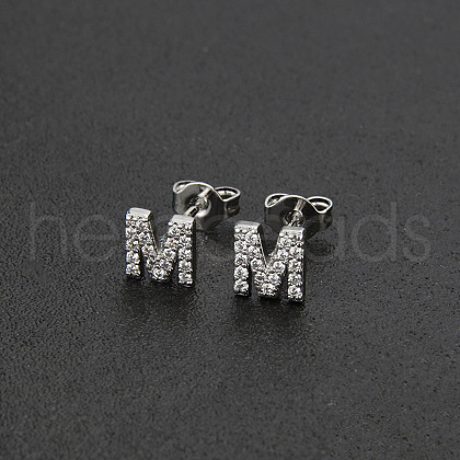Brass Micro Pave Clear Cubic Zirconia Stud Earrings FS-WGC2F12-13-1
