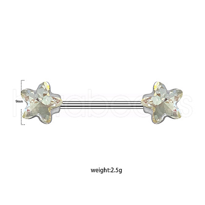 316L Stainless Steel Crystal Rhinestone Flower Nipple Rings WGF1FC0-04-1