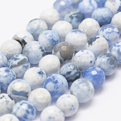 Faceted Natural Fire Crackle Agate Beads Strands X-G-F447-8mm-B09-1