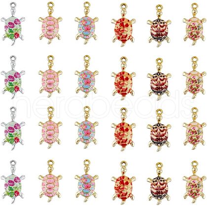 SUPERFINDINGS 24Pcs 6 Colors Alloy Enamel Pendants FIND-FH0005-69-1