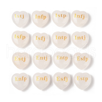 Natural Quartz Crystal Heart Engraving MBTI Type 16 Personality Figurines Statues for Home Office Desk Decorations G-K353-05-1