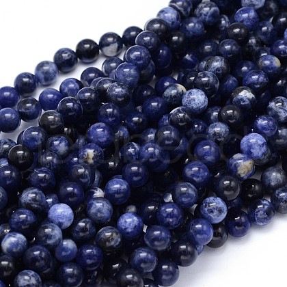 Round Natural Sodalite Beads Strands X-G-F222-39-6mm-1