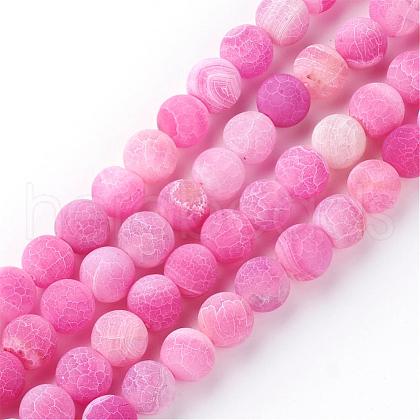 Natural Fire Crackle Agate Bead Strands G-S216-8mm-07-1