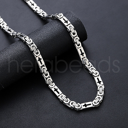 304 Stainless Steel Cross Byzantine Chain Necklaces for Women Men FS-WGDFC6D-01-1