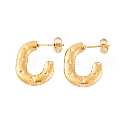 Ion Plating(IP) 304 Stainless Steel Half Hoop Stud Earrings for Women EJEW-P279-08G-1