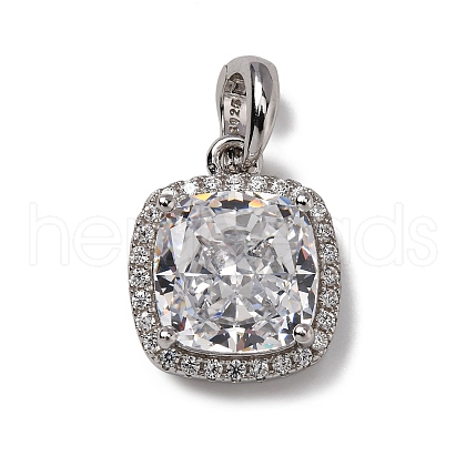 925 Sterling Silver Pave Clear Cubic Zirconia Pendants STER-F063-01A-01-1