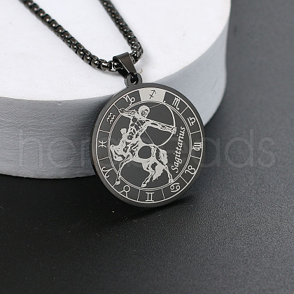 201 Stainless Steel Pendant Necklaces with Alloy Box Chain WGA45A6-21-1