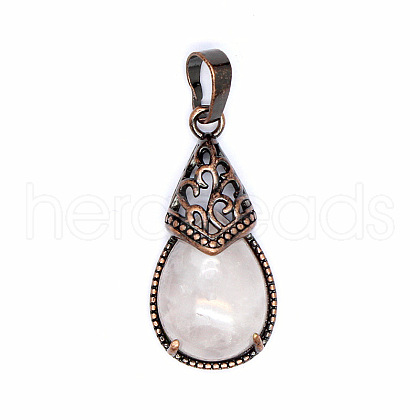 Retro Hollow Natural Rose Quartz  Pendants PW-WGBA09F-09-1