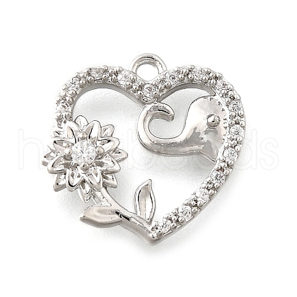 Brass Micro Pave Cubic Zirconia Pendants KK-C096-11P-1