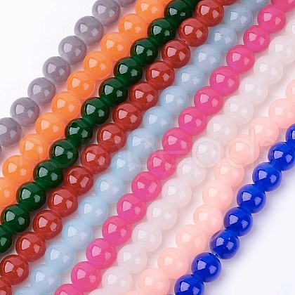 Imitation Jade Glass Beads Strands DGLA-S076-10mm-M-1