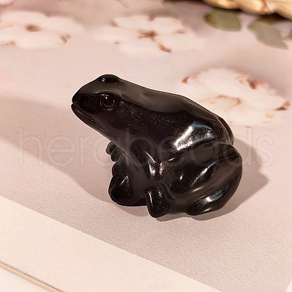 Natural Obsidian Carved Healing Frog Figurines PW-WG57592-03-1