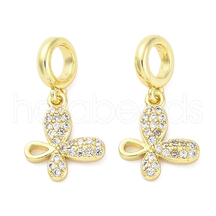 Brass Micro Pave Cubic Zirconia European Dangle Charms KK-D325-21G-01-1