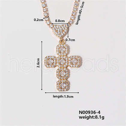 Chic Cross Necklace with Shiny Diamonds and Virgin Mary Pendant WL1506-4-1