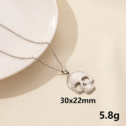 Minimalist Stainless Steel Skull Pendant Necklace for Women RX9725-1-1