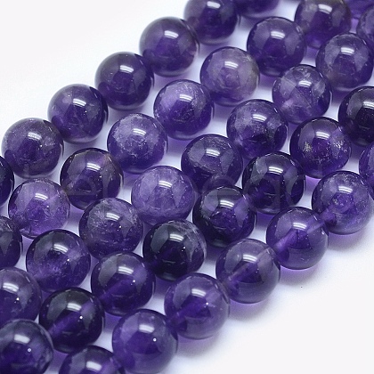 Natural Amethyst Beads Strands X1-G-E481-03-8mm-1