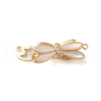 Brass Micro Pave Clear Cubic Zirconia Fold Over Clasps KK-S382-12G-01-1