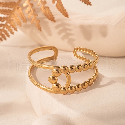 304 Stainless Steel Cuff Bangles for Women BJEW-U032-07G-1