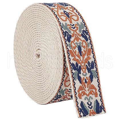 BENECREAT 5 Yards Polyester Flower Jacquard Ribbons SRIB-BC0001-28-1
