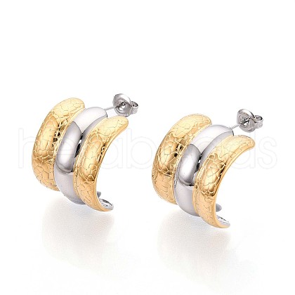 304 Stainless Steel Two Tone Stud Earrings EJEW-N059-16GP-1