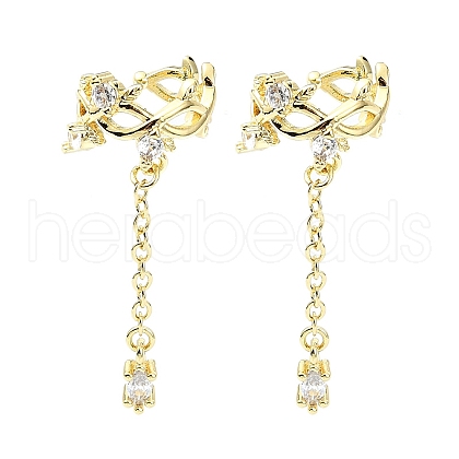 Rack Plating Brass Micro Pave Cubic Zirconia Cuff Earring EJEW-C086-08G-1