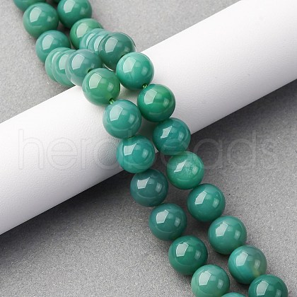 Natural Green Onyx Agate(Dyed & Heated) Beads Strands G-K393-A03-10mm-1