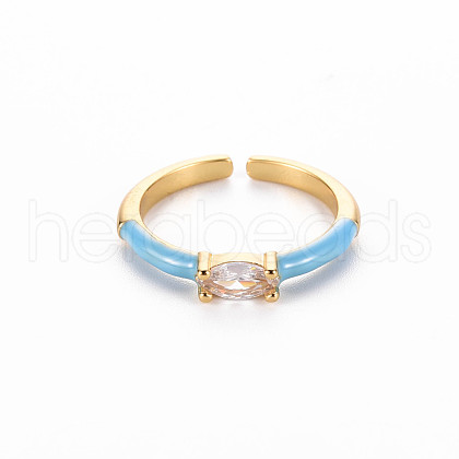 Brass Enamel Cuff Rings RJEW-T016-29F-NF-1