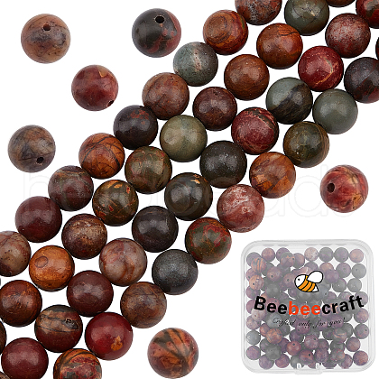 Beebeecraft 2 Strands Natural Polychrome Jasper/Picasso Stone/Picasso Jasper Bead Strands G-BBC0001-03B-1