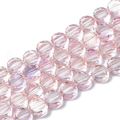 Electroplate Transparent Glass Beads Strands EGLA-Q125-001B-1