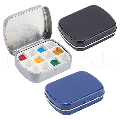   3Pcs 3 Colors Rectangle Iron Tin Cans with Hinged Lid CON-PH0003-13-1