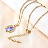 Summer Beach 304 Stainless Steel Lilac Enamel Pendant Necklaces for Women NJEW-U043-01C-G-3