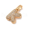 Brass Micro Pave Cubic Zirconia Pendants KK-C076-29K-G01-2