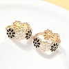Daisy Brass Enamel Hoop Earrings for Women EJEW-G434-01G-01-2