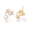 Mother's Day Jewellery Brass Natural Pearl Stud Earrings PEAR-N020-06T-2