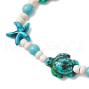 5Pcs Starfish & Turtle Synthetic Turquoise Dyed Beads Stretch Bracelets for Women BJEW-JB11920-5