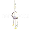 Natural Amethyst & Glass Pendants Decoration HJEW-JM01479-03-1
