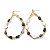 Natural Agate & Synthetic Hematite 304 Stainless Steel Stud Earrings EJEW-H017-01G-02-2
