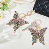 HOBBIESAY 2Pcs Colorful Rhinestones Hollow Butterfly Alloy Pendant Keychain KEYC-HY0001-14-5