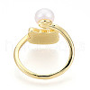 Mother's Day Jewellery Brass & Natural Pearls Adjustable Open Cuff Rings for Women PEAR-N020-07J-3