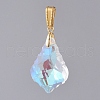 AB Color Plated Electroplate Glass Pendants PALLOY-JF00446-01-1