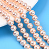 UV Plating Pearlized Glass Pearl Beads Strands GLAA-F128-01B-T7-1