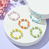 5Pcs 5 Colors Acrylic & Glass Seed Beaded Stretch Rings Set RJEW-JR00594-S-2