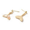 Whale Tail Shape Brass with Natural Shell Dangle Stud Earring Findings KK-P253-03G-2