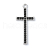 Rack Plating Alloy with Black Rhinestone Pendants FIND-Z051-04P-02-1