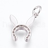 Brass Cubic Zirconia Bunny Pendants ZIRC-G144-07P-02-2