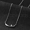 925 Sterling Silver Pave Clear Micro Pave Cubic Zirconia Boat Pendant Necklaces for Women NJEW-D315-02P-1